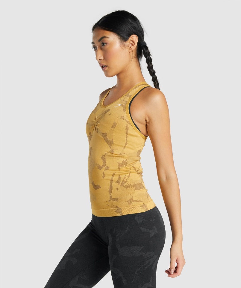 Camiseta Sin Costuras Adapt Camo Gymshark Amarillo Sabana