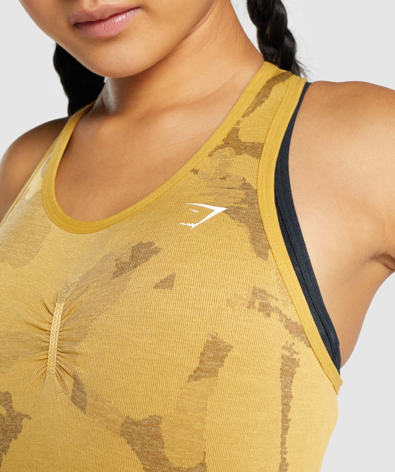Camiseta Sin Costuras Adapt Camo Gymshark Amarillo Sabana