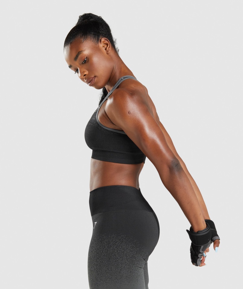Sujetador Deportivo Adapt Ombre Sin Costuras Negro-gris Gymshark