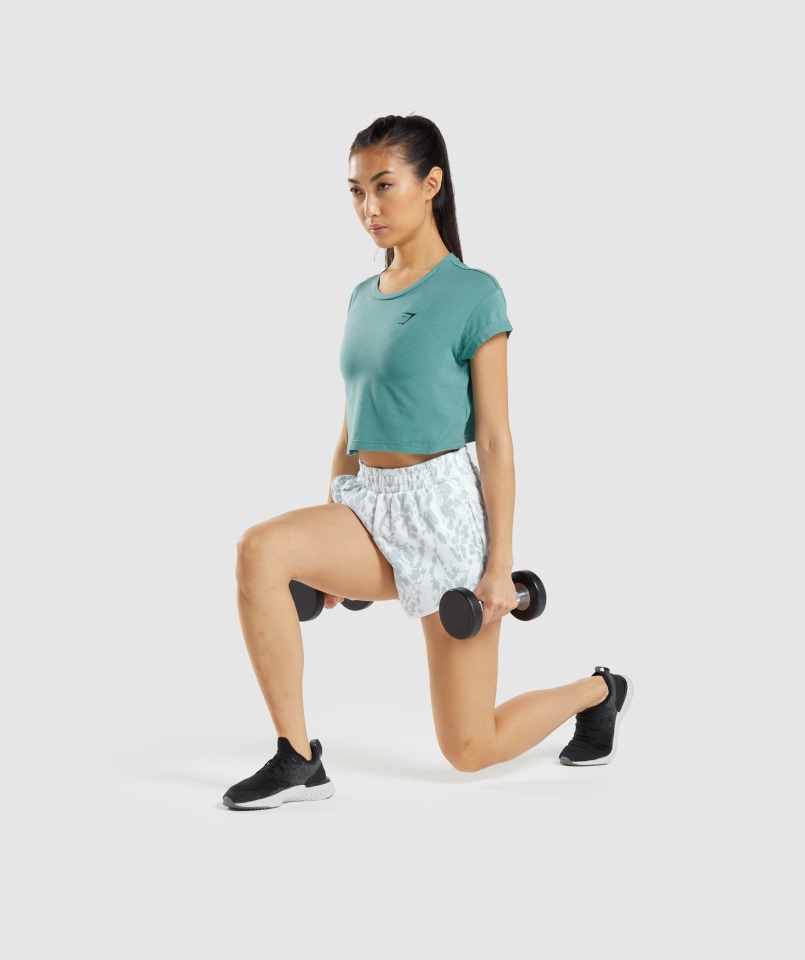 Camiseta Corta Con Gráfico Animal Verde Azulado Gymshark