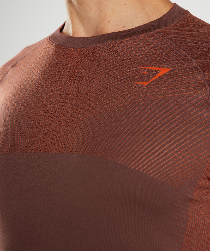 Camiseta De Manga Larga Sin Costuras Apex Gymshark Marrón Cereza-rojo Pimienta