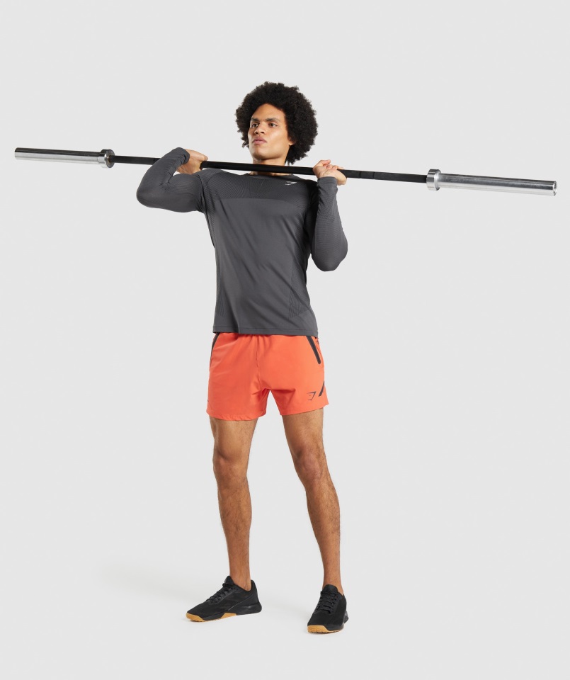 Camiseta De Manga Larga Sin Costuras Apex Gris ónix-negro Gymshark