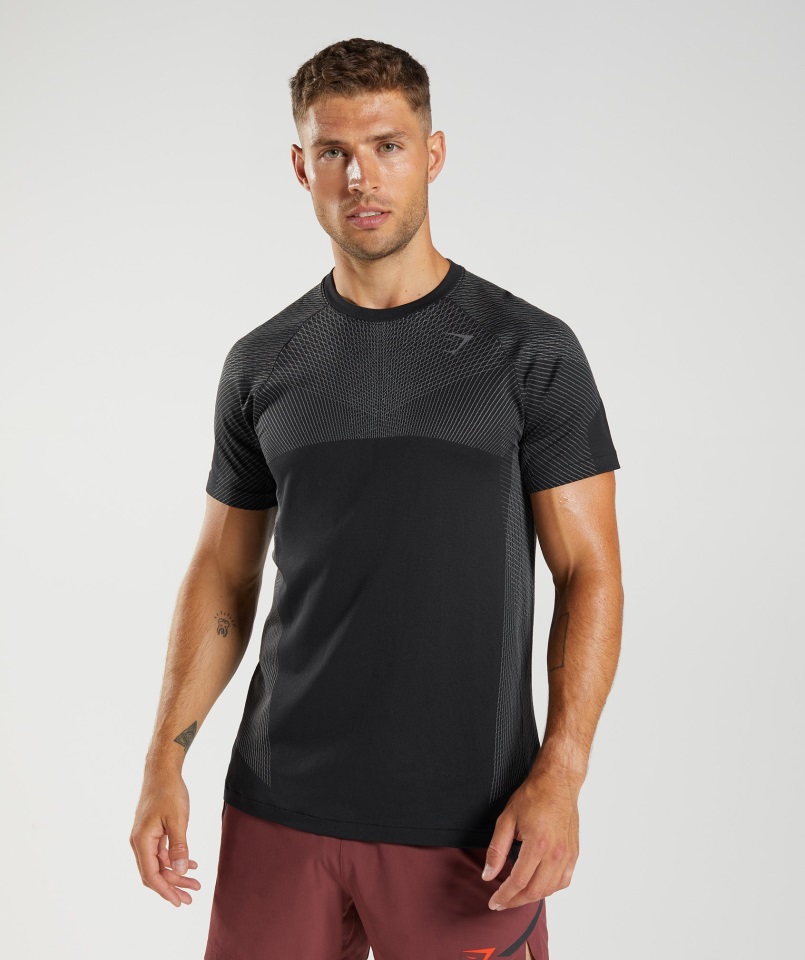 Camiseta Sin Costuras Apex Negro-silueta Gris Gymshark
