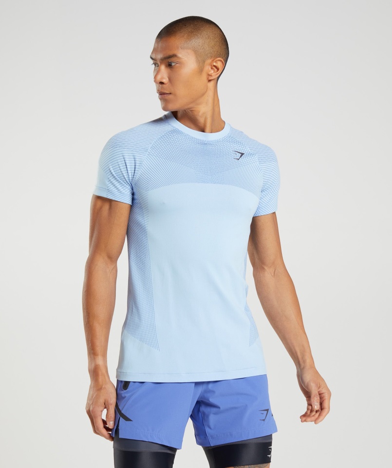 Apex Camiseta Sin Costuras Lino Azul-corte Azul Gymshark