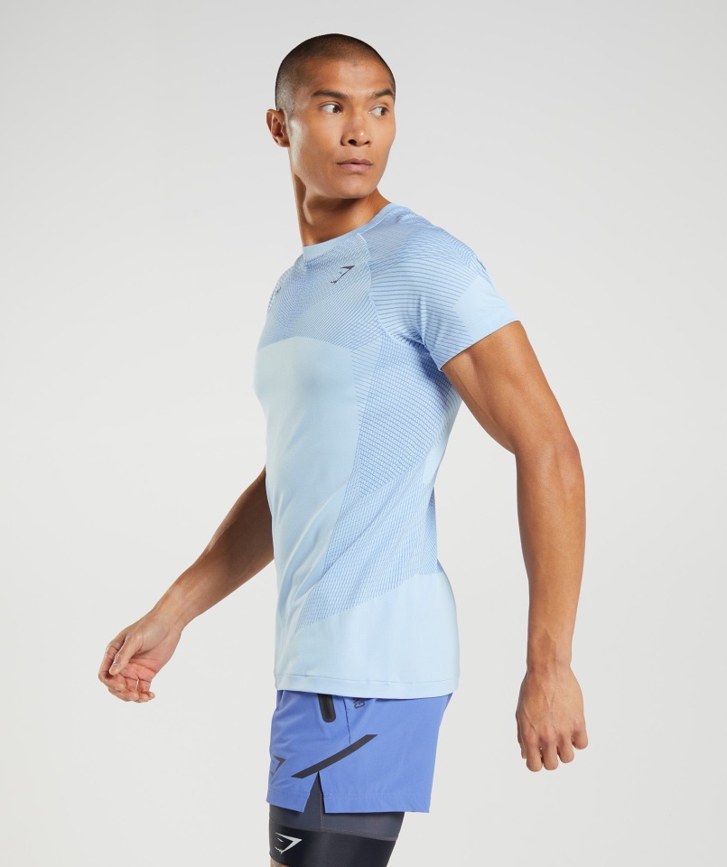Apex Camiseta Sin Costuras Lino Azul-corte Azul Gymshark