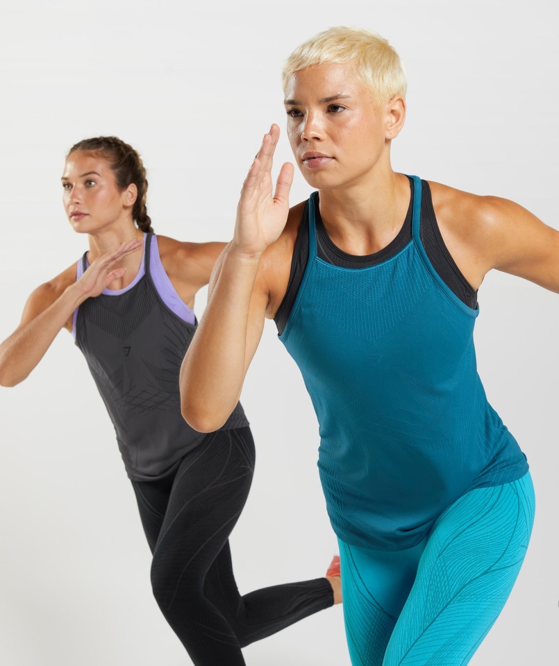 ápice Tanque Sin Costuras Tiburón Azul Atlántico Azul Gymshark