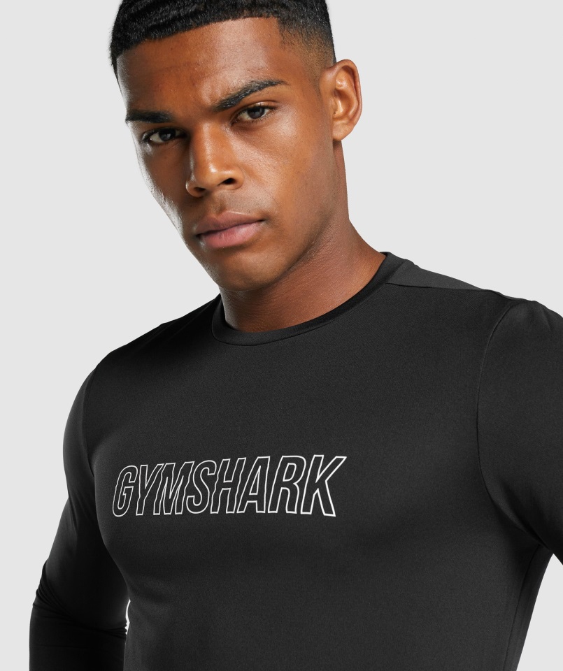 Llegada Camiseta Gráfica Manga Larga Negra Gymshark