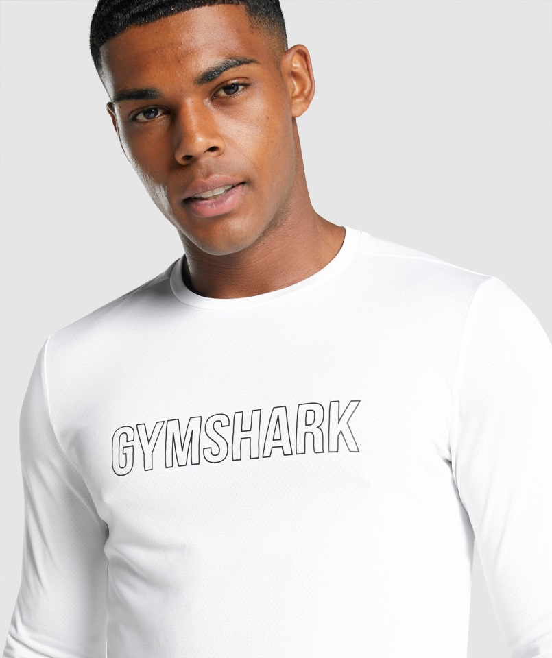 Llegada Camiseta Gráfica Manga Larga Blanca Gymshark