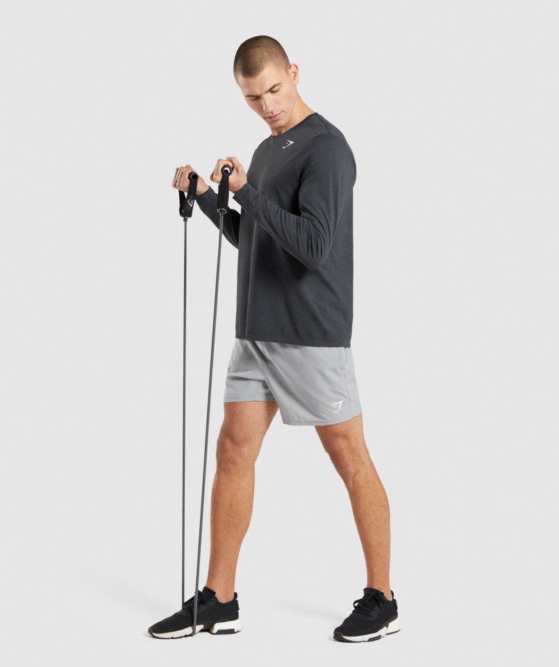 Llegada Camiseta De Manga Larga Sin Costuras Negro Jaspeado Gymshark