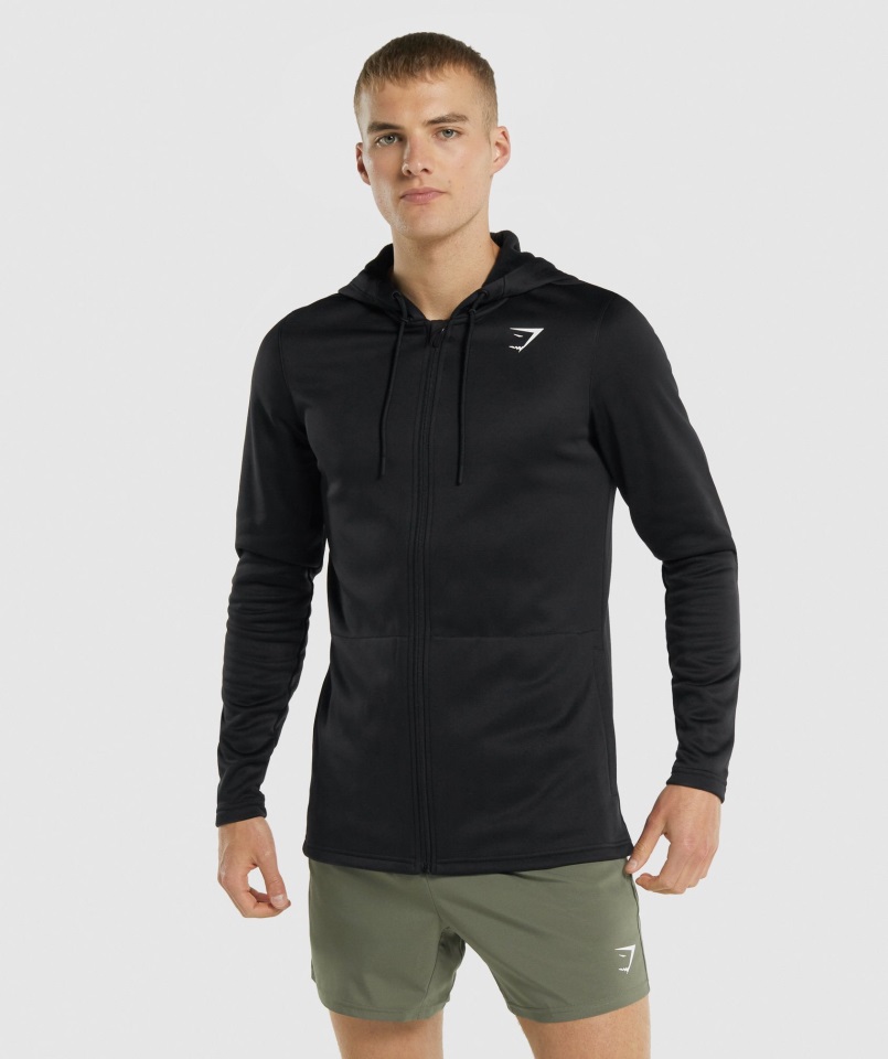 Llegada Cremallera Sudadera Con Capucha Negro Gymshark