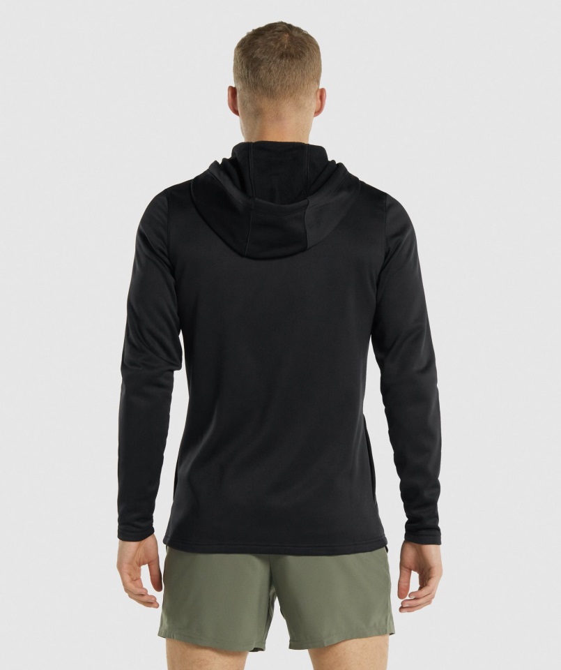 Llegada Cremallera Sudadera Con Capucha Negro Gymshark