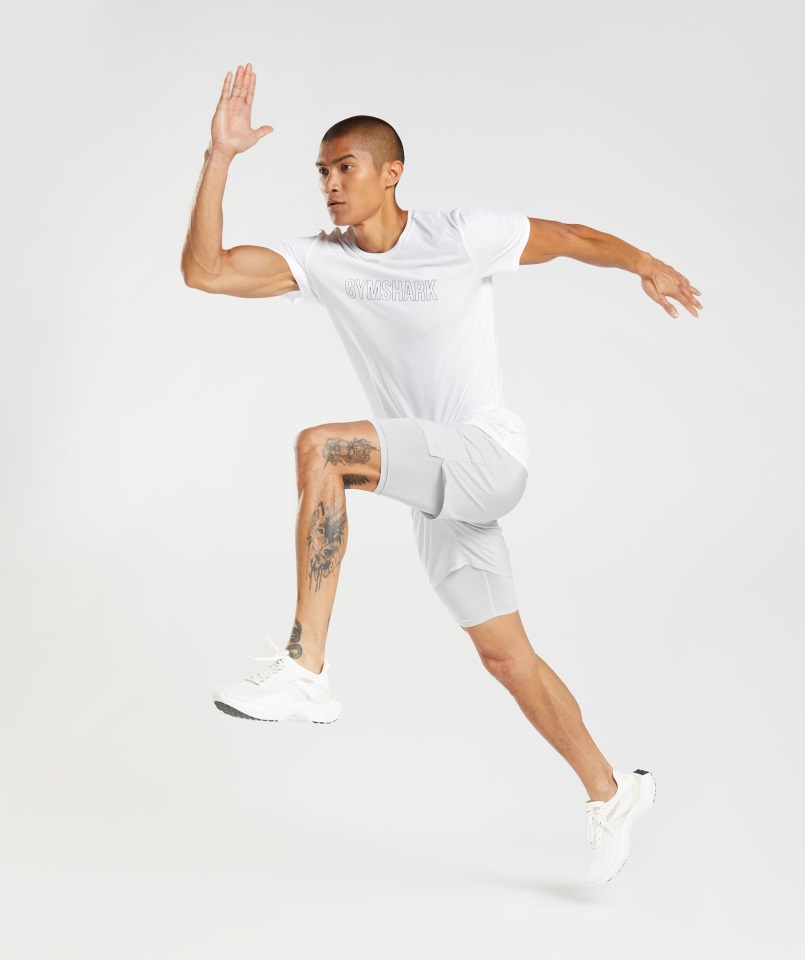 Aspect 2 En 1 Gymshark Corto Gris Claro