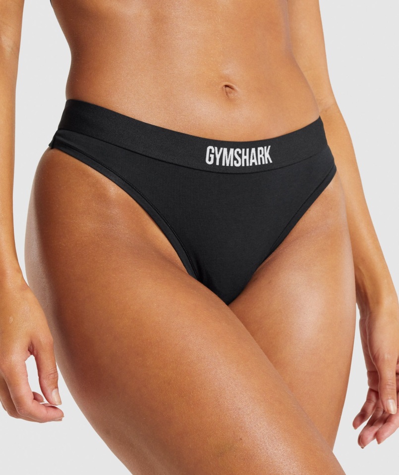 Tanga De Algodon Gymshark Negro