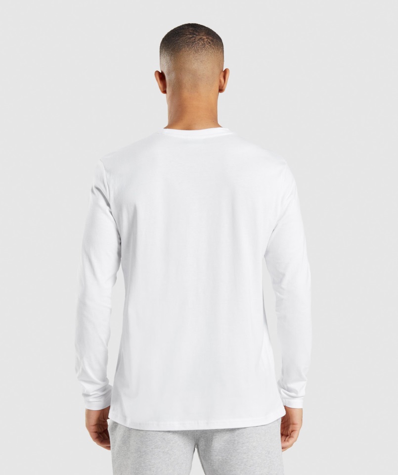 Camiseta De Manga Larga Con Escudo Gymshark Blanco