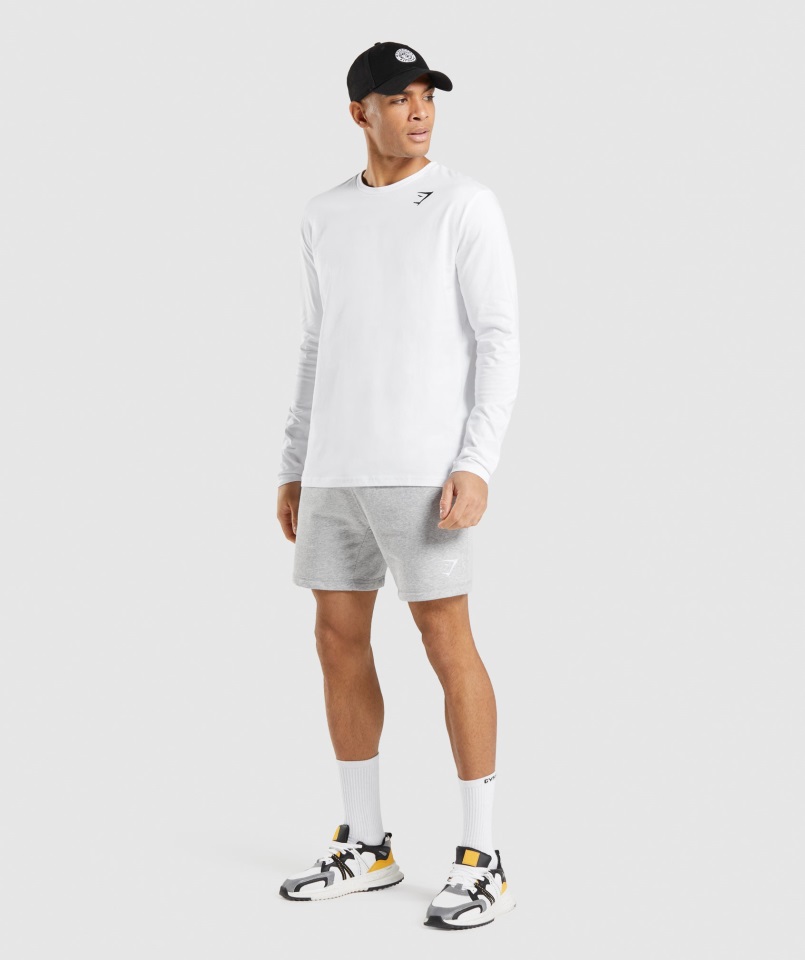 Camiseta De Manga Larga Con Escudo Gymshark Blanco