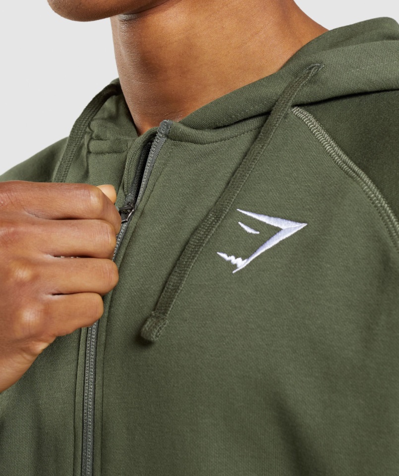 Sudadera Con Capucha Y Cremallera Crest Core Olive Gymshark