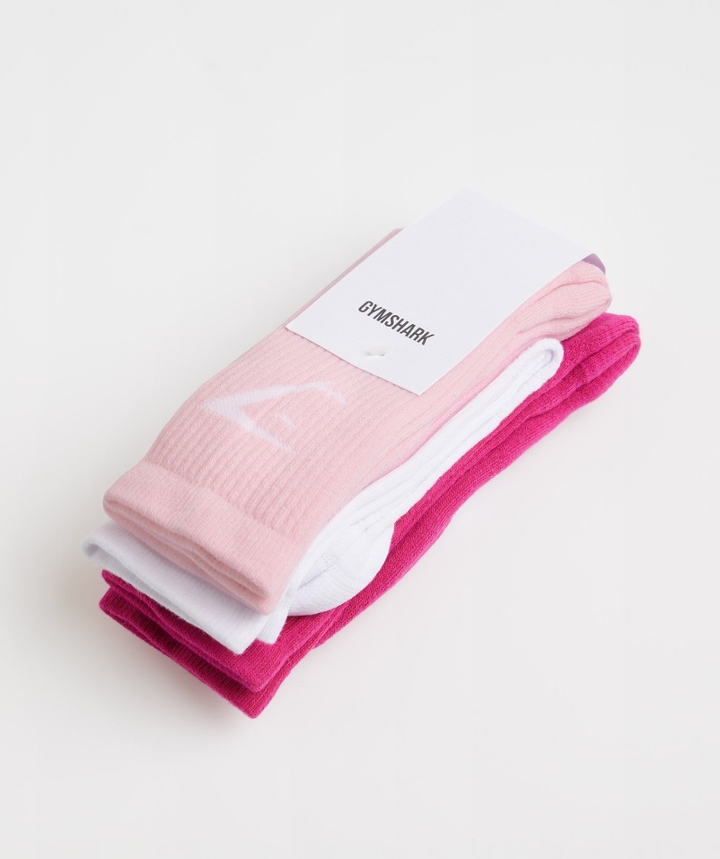 Paquete De 3 Calcetines De Tripulación Magenta Rosa-blanco-rosa Dulce Gymshark