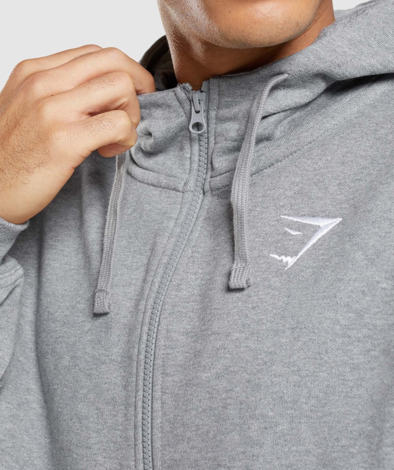 Sudadera Con Capucha Y Cremallera Extragrande Esencial Carbón Jaspeado Gymshark