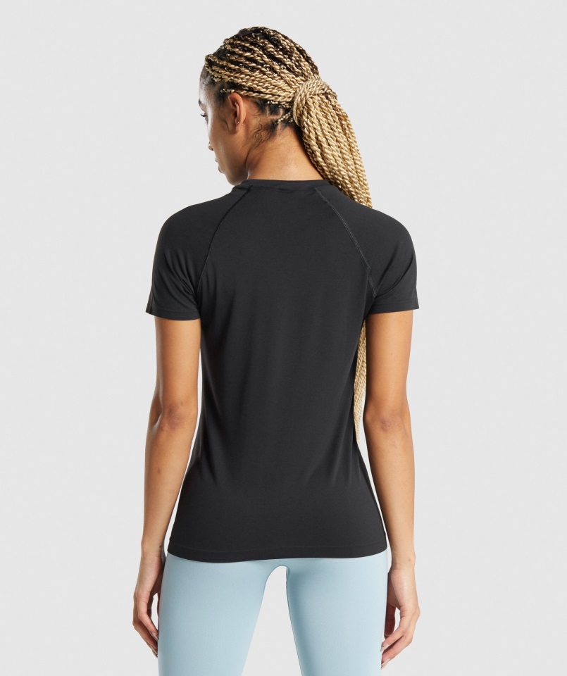Camiseta Holgada Fit Sin Costuras Negra Gymshark