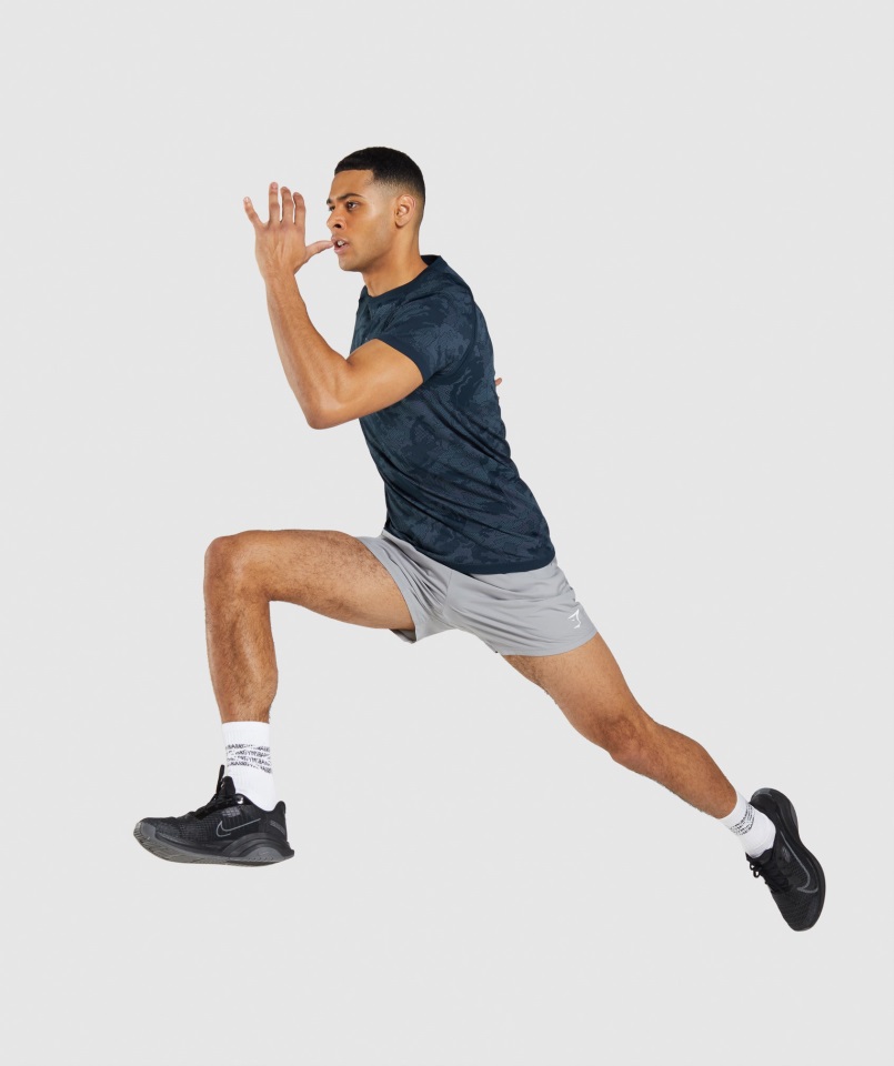 Camiseta Sin Costuras Geo Azul Marino-niebla Gymshark