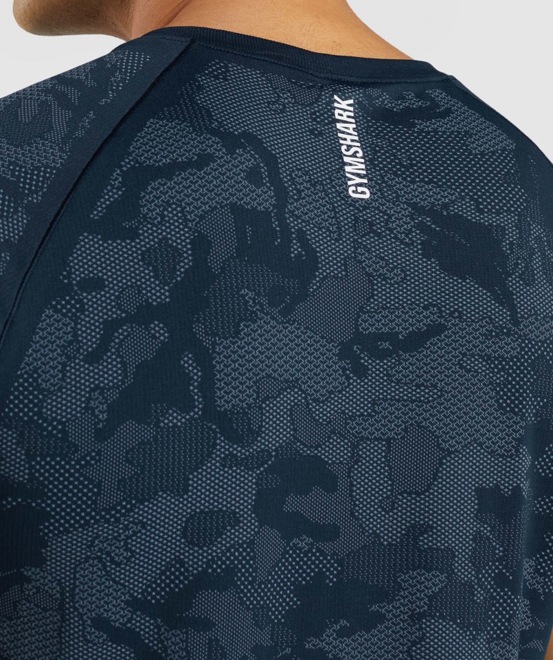 Camiseta Sin Costuras Geo Azul Marino-niebla Gymshark