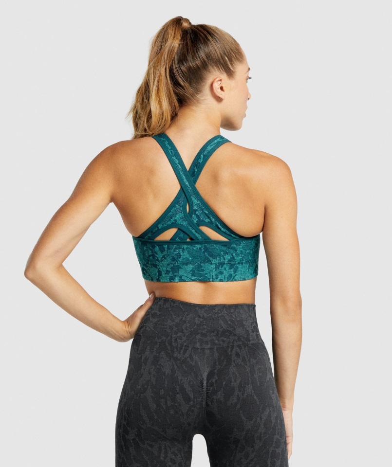 Gymshark Adapt Animal Sujetador Deportivo Sin Costuras Mariposa-verde Azulado