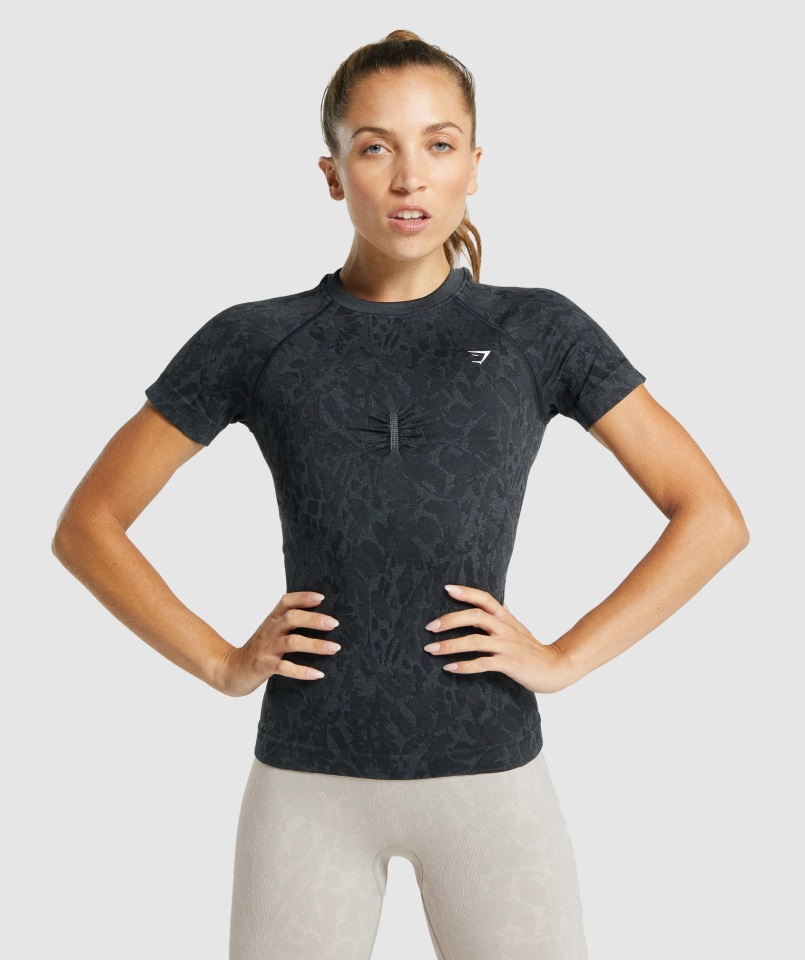 Gymshark Adapt Animal Camiseta Sin Costuras Mariposa-negro