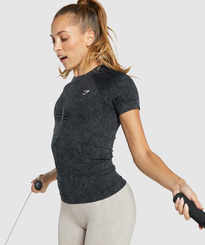 Gymshark Adapt Animal Camiseta Sin Costuras Mariposa-negro