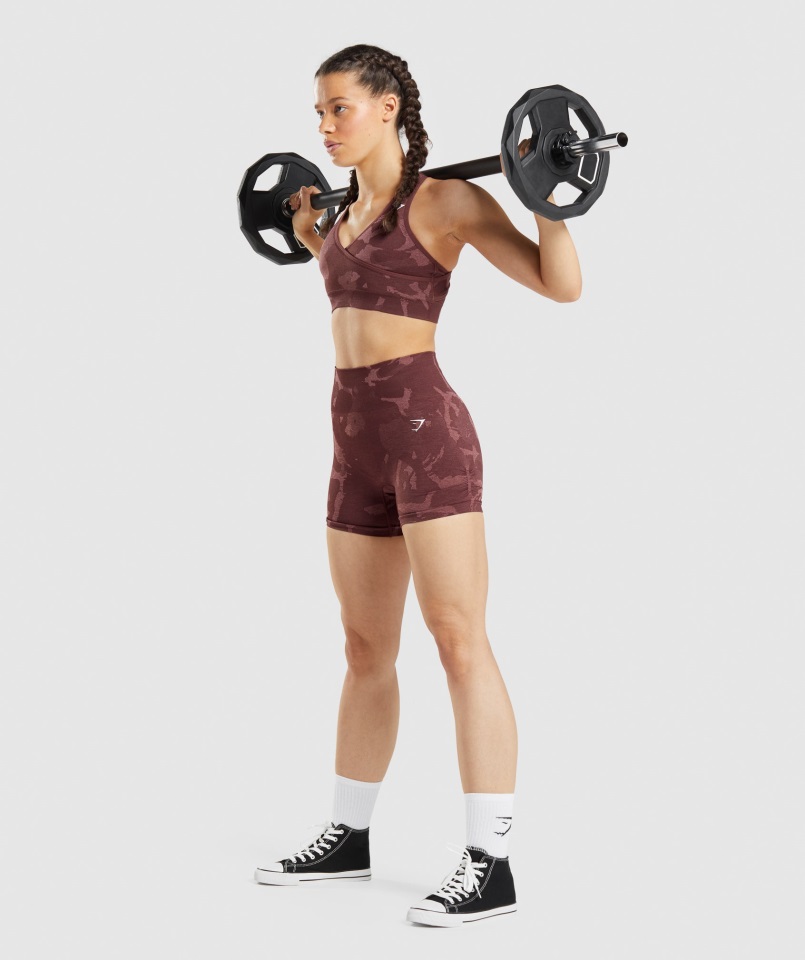 Pantalones Cortos Gymshark Adapt Camo Sin Costuras Marrón Sabana-cereza