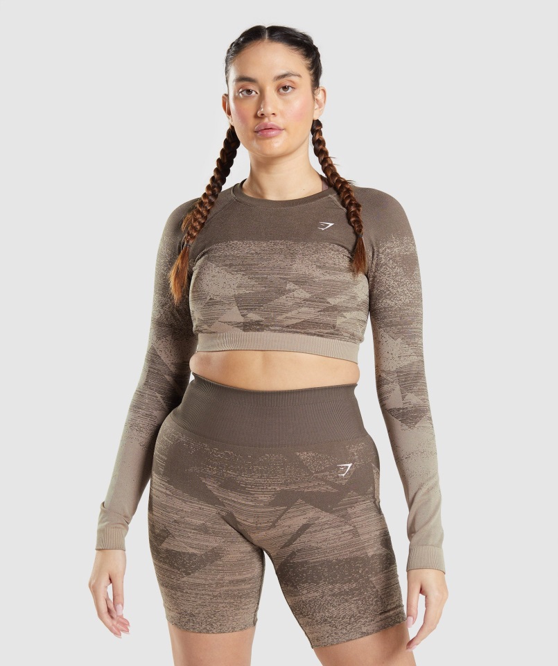 Gymshark Adapt Ombre Crop Top Triángulo-penny Marrón