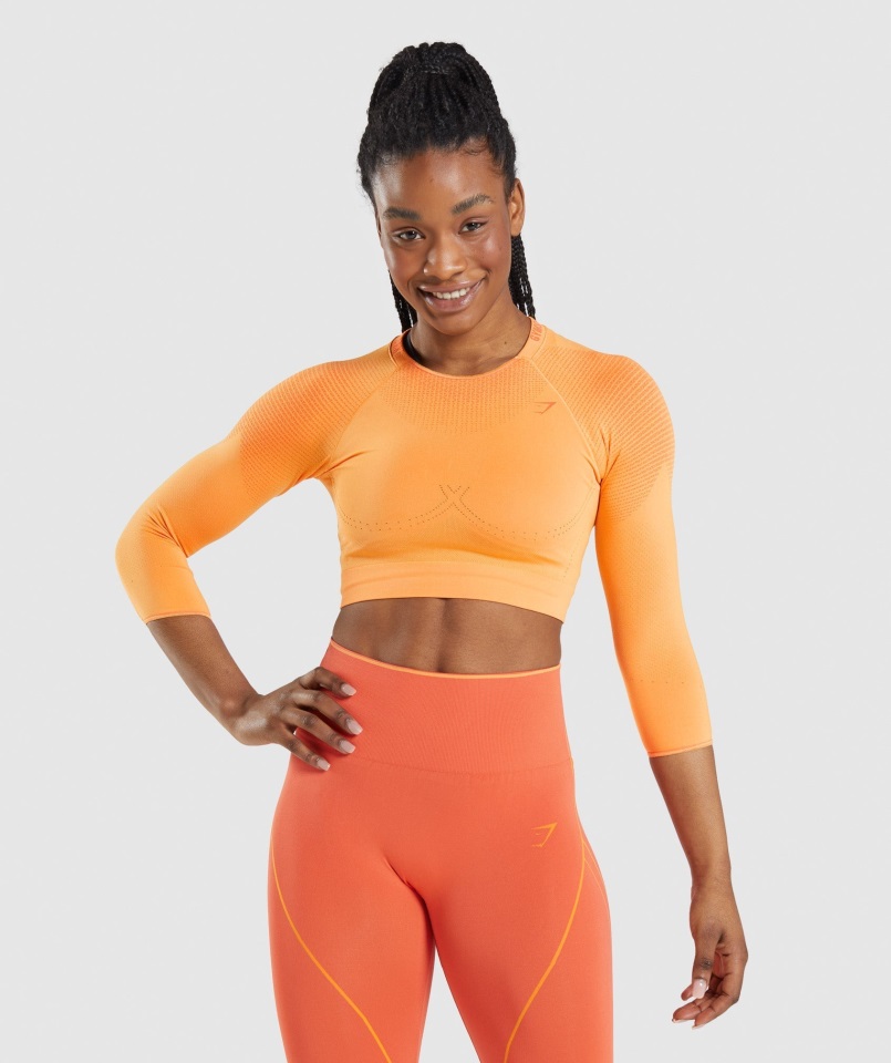 Gymshark Apex Crop Top Sin Costuras Albaricoque Naranja-papaya Naranja