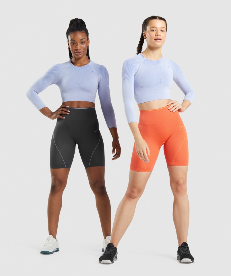 Gymshark Apex Crop Top Sin Costuras Lavanda Azul-corte Azul