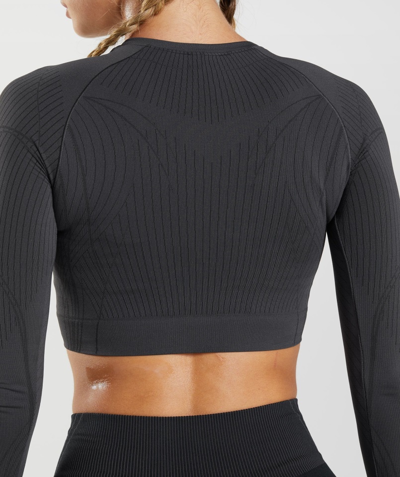 Crop Top Gymshark Apex Sin Costuras Gris ónix-negro
