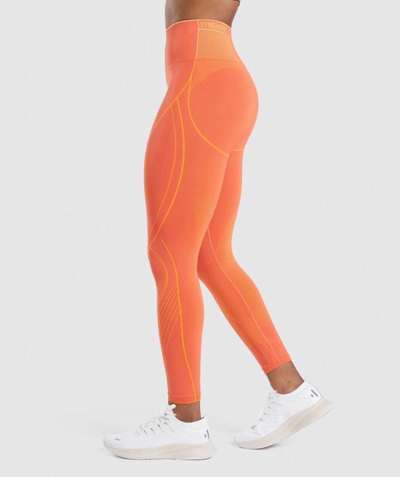 Gymshark Apex Leggings De Tiro Alto Sin Costuras Naranja Papaya-naranja Albaricoque