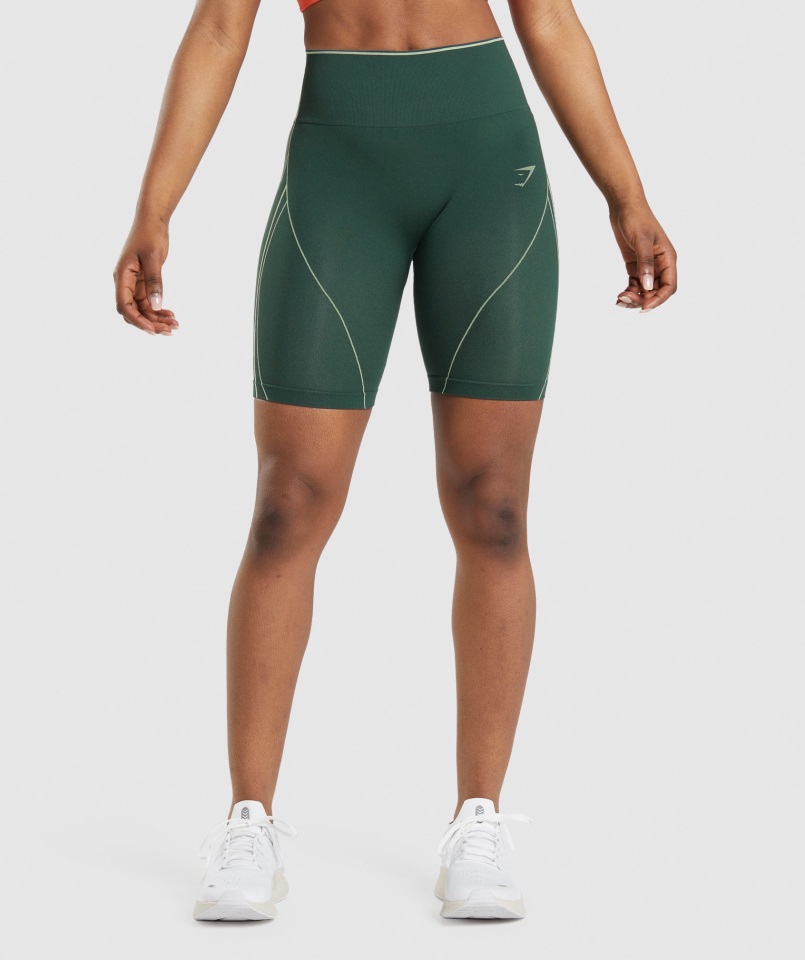 Gymshark ápice Sin Costuras De Gran Altura Corto Obsidiana Verde-pepino Verde