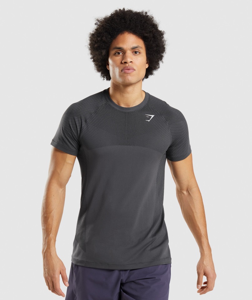 Camiseta Sin Costuras Gymshark Apex Gris ónix-negro