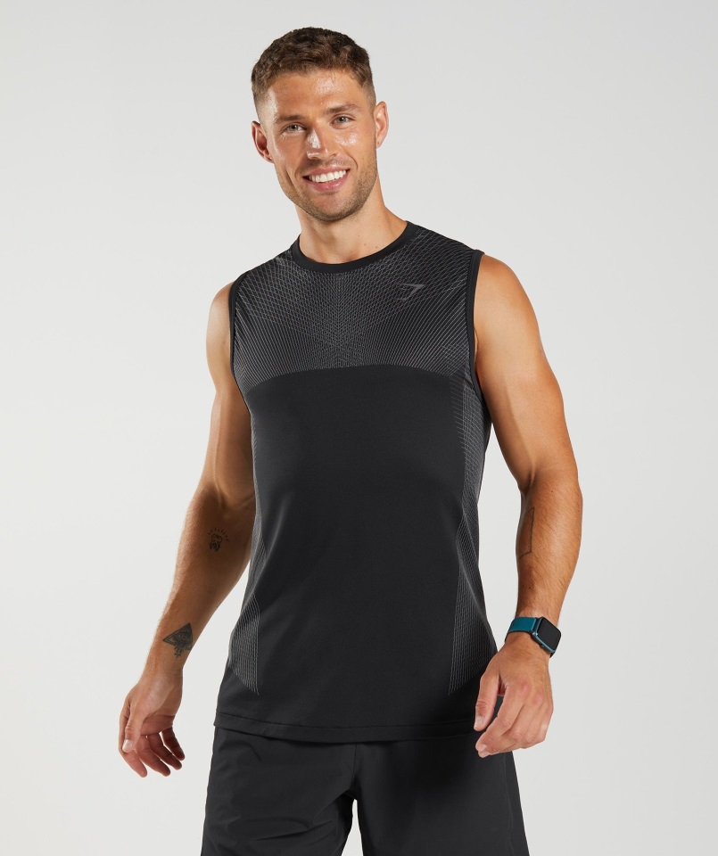 Gymshark Apex Tanque Sin Costuras Negro Silueta Gris