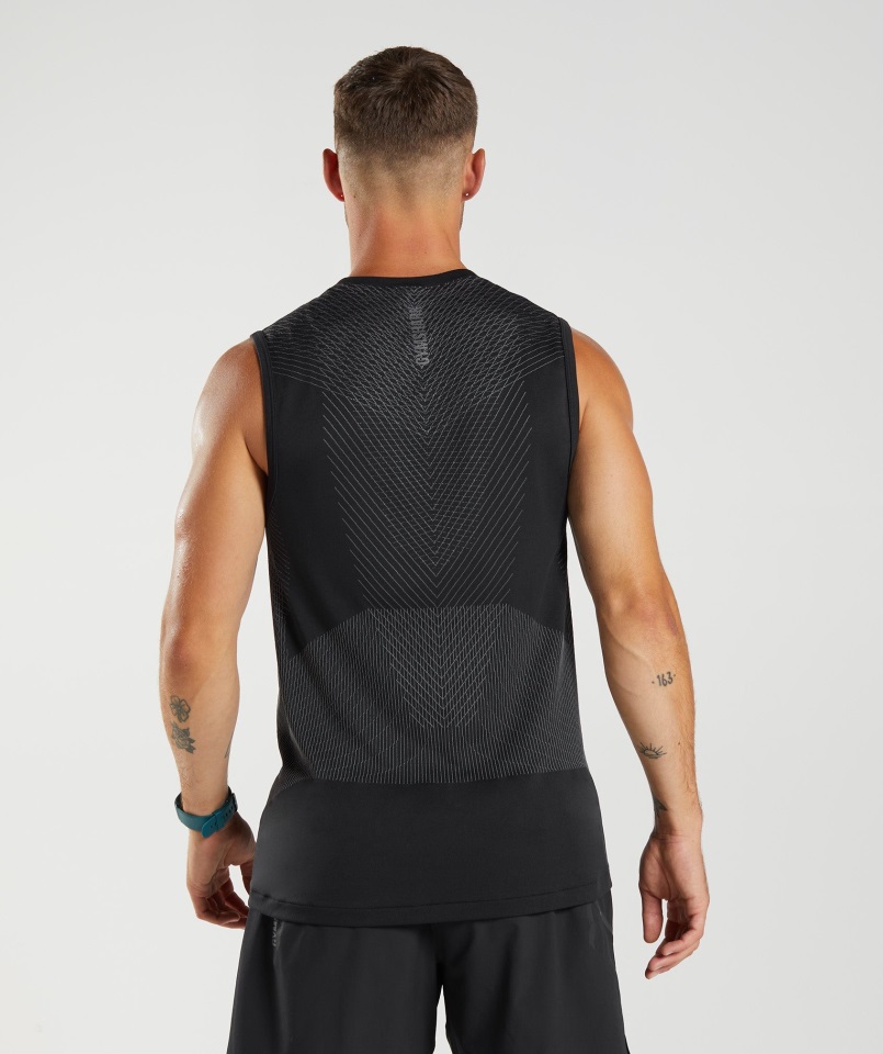 Gymshark Apex Tanque Sin Costuras Negro Silueta Gris