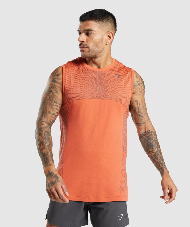 Gymshark Apex Tanque Sin Costuras Papaya Naranja-onix Gris