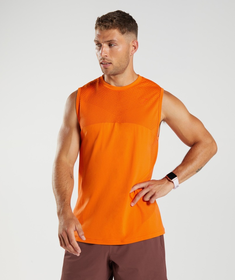 Gymshark Apex Tanque Sin Costuras Rojo Picante Naranja-pimienta