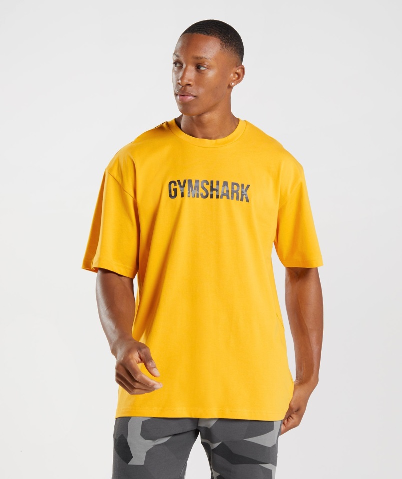 Gymshark Apollo Infill Camiseta Extragrande Amarillo Azafrán