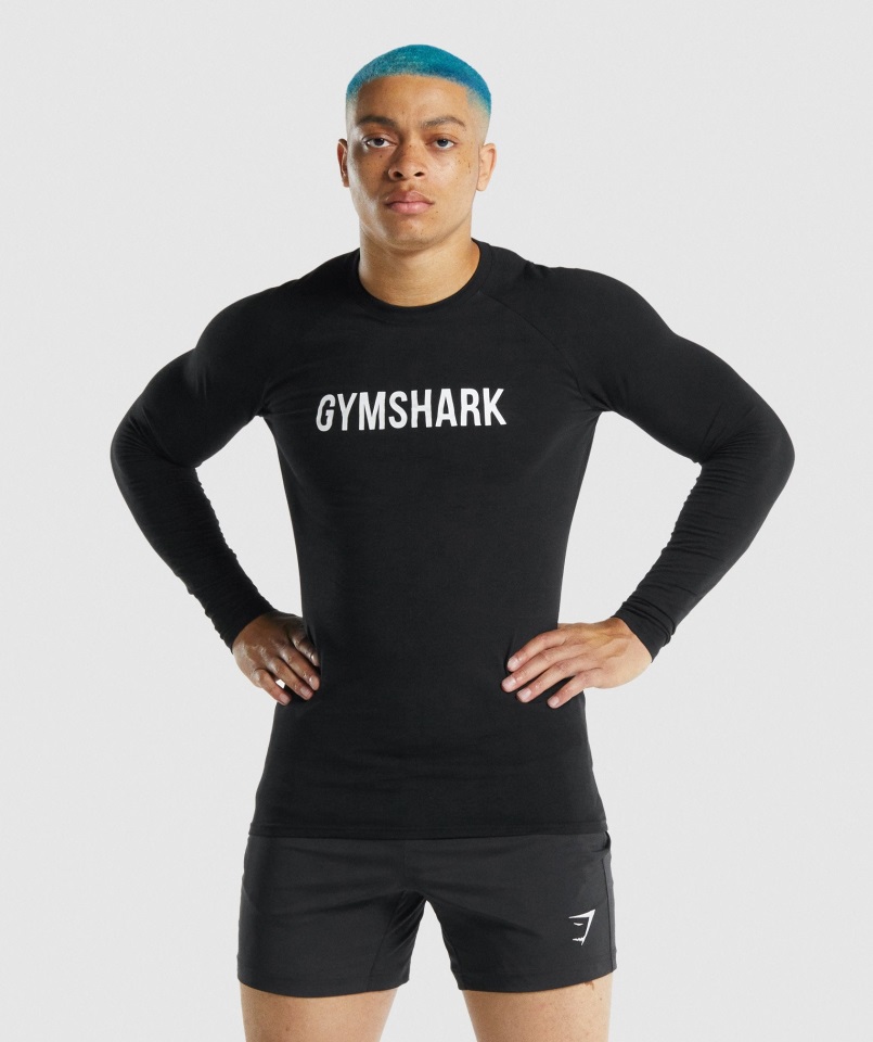 Camiseta Gymshark Apollo Manga Larga Negra