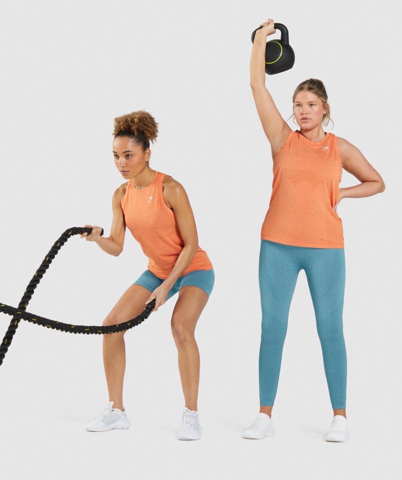 Camiseta De Tirantes Ligera Gymshark Albaricoque Naranja Jaspeado Vital Sin Costuras 2.0