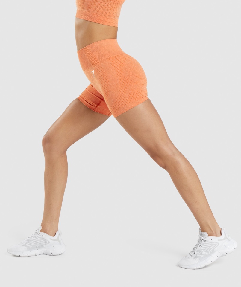 Pantalones Cortos Gymshark Albaricoque Naranja Jaspeado Vital Sin Costuras 2.0
