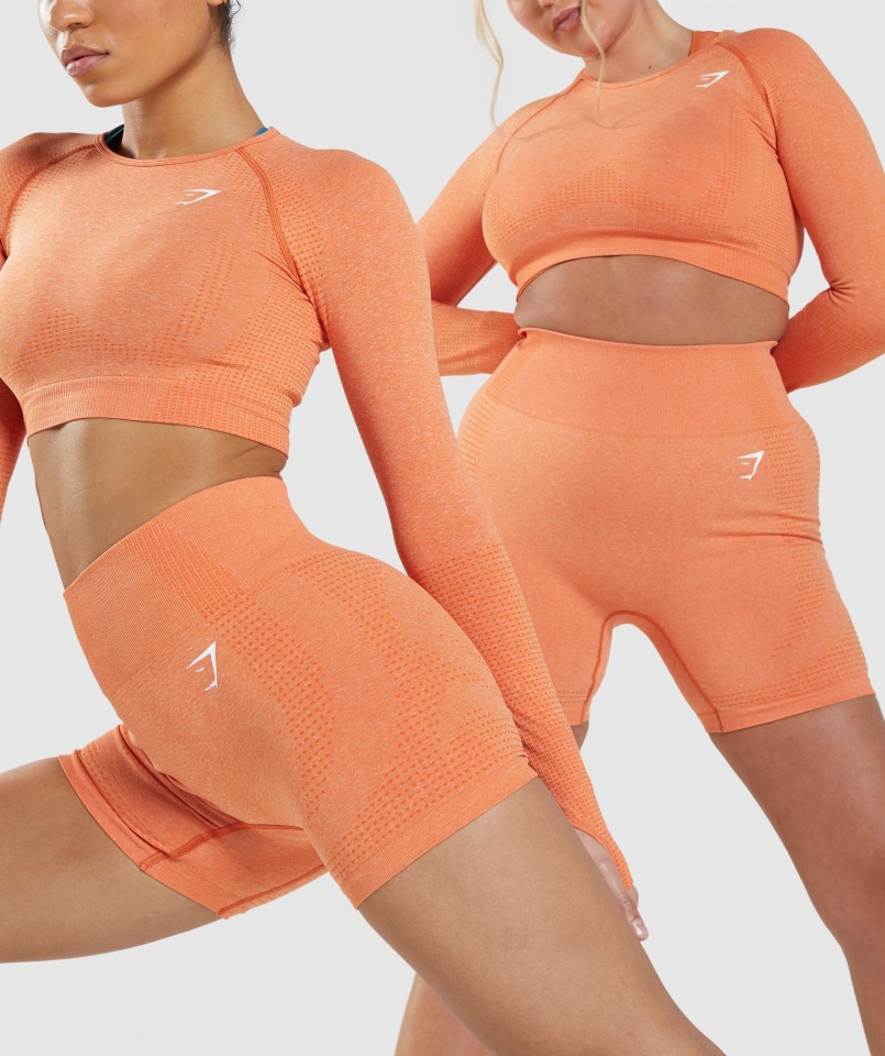 Pantalones Cortos Gymshark Albaricoque Naranja Jaspeado Vital Sin Costuras 2.0