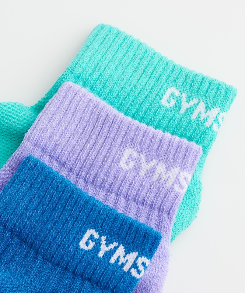 Gymshark Calcetines Cuartos De Jacquard Azul Agua-violeta Digital-meridian Azul Paquete De 3