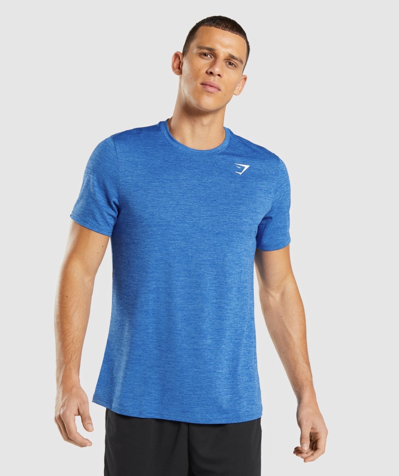 Gymshark Llegada Jaspeada Camiseta Atlética Azul-jabalina Azul Jaspeado
