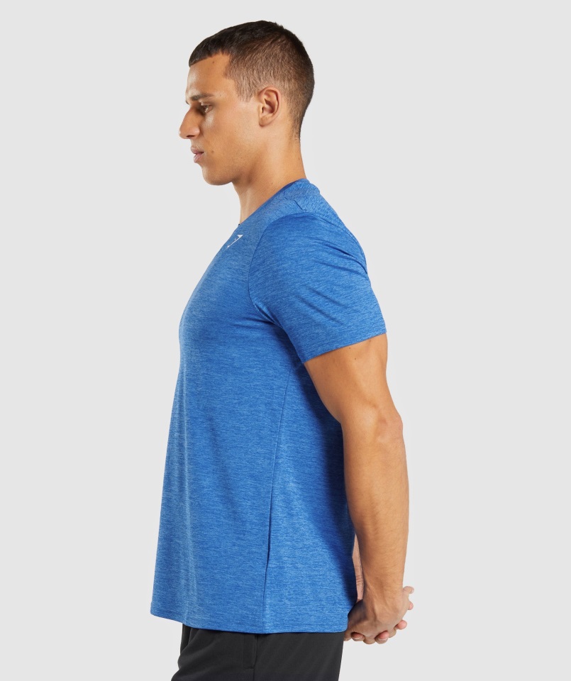 Gymshark Llegada Jaspeada Camiseta Atlética Azul-jabalina Azul Jaspeado