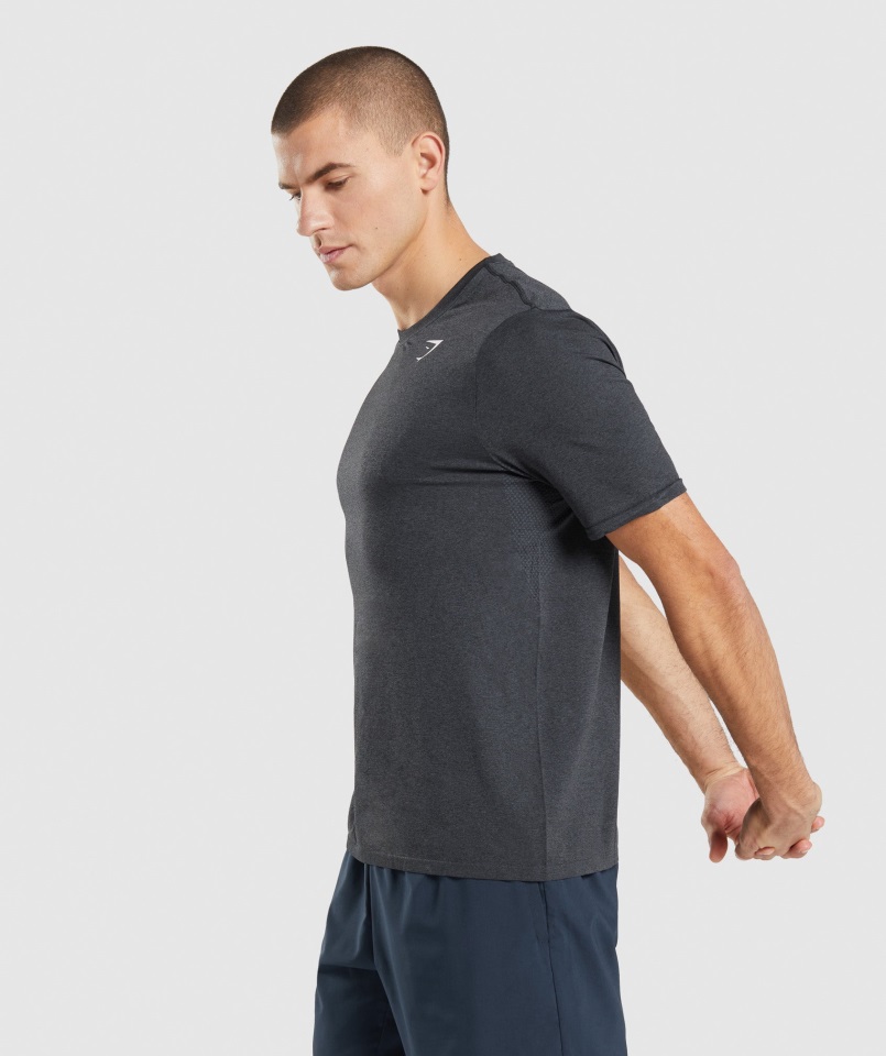 Gymshark Llegada Camiseta Sin Costuras Negro Jaspeado