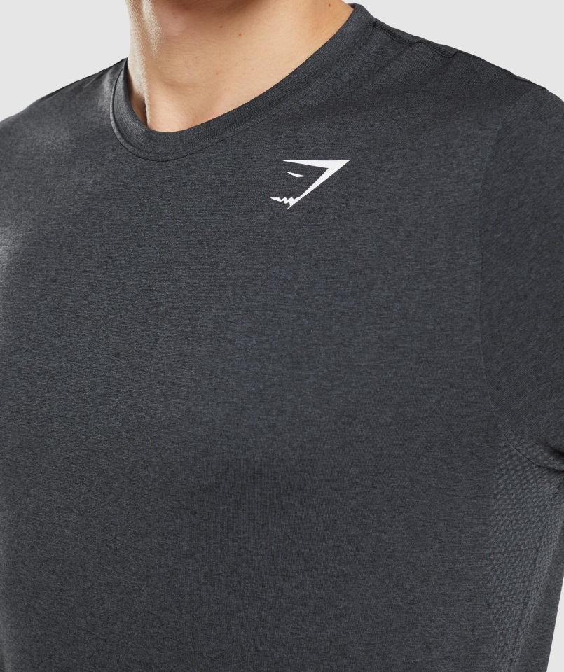 Gymshark Llegada Camiseta Sin Costuras Negro Jaspeado